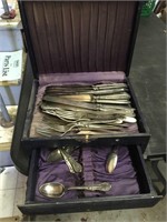 Silver plate box and pieces