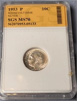 1953P MS70 Roosevelt Silver Dime