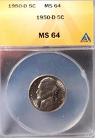 1950D MS64 Nickel
