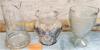 11 - LOT OF 3 GLASS WATER PITCHERS