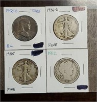 (4) U.S. Half Dollars: 90% Silver