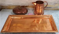 11 - BEAUTIFUL COPPERTONE SERVING TRAY & PITCHER