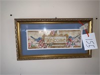 WELCOME PRINT CROSS STITCH IN FRAME