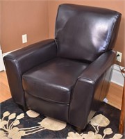 Faux Leather Push Back Recliner, Dark Brown