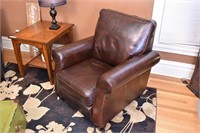 Faux Leather Push Back Recliner, Dark Chocolate