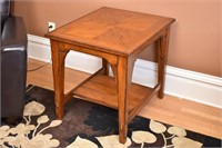 Craftsman Style Oak Wood End Table with Shelf