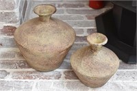 Pair of Rustic Pottery Decor Pots