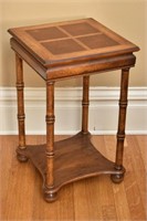 Small Oak Side Table w/ Inlay Top