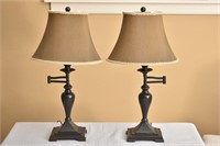 2 Table Lamps with Adjustable Arm and Shade