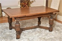 Dark Oak Slide Leaf Trestle Dining Table