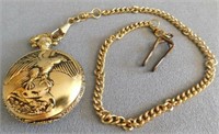 Belisimo quartz pocket watch, eagle and engraved