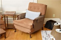 Upholstered Chair with Wood Arms