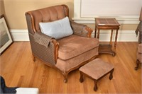 Upholstered Chair with Wooden arms & Trim