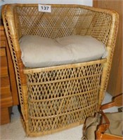 Nice vintage rattan chair w/ seat cushion