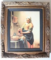 Canvas Copy of "The Milk Maid" Print in Old Fram