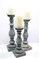 Vintage-Look Pedestal Candle Stands, set of 3