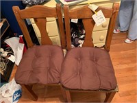 VINTAGE PAIR OF WOOD CHAIRS WITH PADS MCM