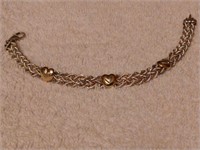 Sterling Silver and Gold Rope Heart Bracelet