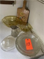 Glass Mixing Bowls, Pie Plates, Lids,