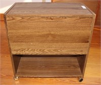 Wooden Rolling Filing Cabinet w/ Bottom Shelf