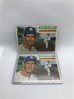 (2) 1956 Topps Baseball Card- #340 Mickey