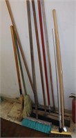 Assortment of House & Garage Brooms