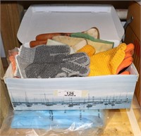 Box Full of Gardening Gloves & Boat Float