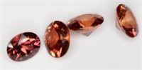 4pcs 3.27ct DIAMOND-CUT NATURAL ORANGY PINK ZIRCON