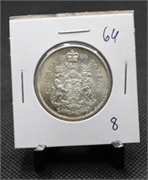 1964 Canadian 50-Cent 80% Silver $0.50