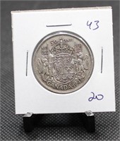 1943 Canadian 50-Cent 80% Silver $0.50