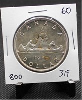 1960 Canadian Voyageur Dollar 80% Silver $1