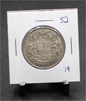 1952 Canadian 50-Cent 80% Silver $0.50