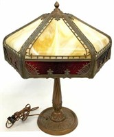 Bigelow & Kennard Stained Glass Panel Lamp.