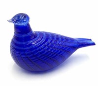 Oiva Toikka Iittala Blue Glass Bird Figure.