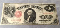 1917 $1 US Note Large Size Size Red Seal