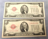 Pair of 1928G $2 Red Seals