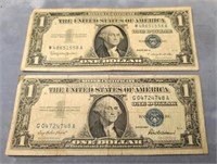 Pair of 1957 $1 Silver Certificate