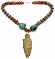 Turquoise & Beaded Necklace w/ Indian Stone Knife.