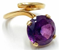 14K Round Purple Synthetic Topaz Ladies' Ring.