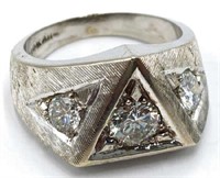 14K White Gold Ring w/3 Good-Sized Diamonds.