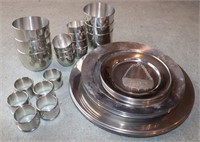 Stieff Pewter Plates, Cups, & Napkin Rings