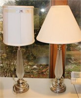 Matching Set of Glass & Metal Table Lamps