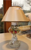 Antique Glass Oil Lamp with Frosted Chimney