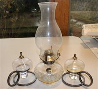 Vintage Oil Lamp w/ 2 Small Kerosene Lamps