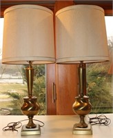 Pair of Brass Trophy/Urn Style Table Lamps