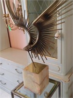 Decorative Metal Eagle on Marble and Stand