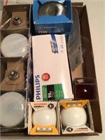 Box of household light bulbs