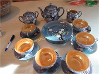 LUSTARWARE HAND PAINTED TEA SET FOR 6 BEAUTIFUL