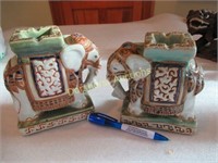 2 ELEPHANT SIGNED ASHTRAYS; 6"W X 5.5"H PORCELAIN