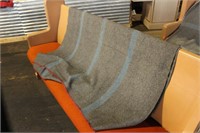 Grey and Blue Striped Military Blanket